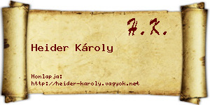 Heider Károly névjegykártya